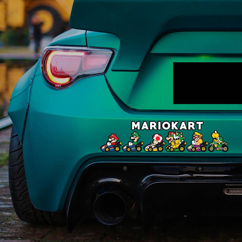 超級瑪麗 馬里奧創意可愛 遊戲汽車貼紙 摩托車電動車 反光劃痕遮擋貼 汽車潮牌 汽車用品