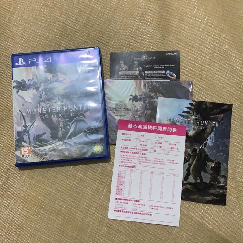 Ps4 魔物獵人 世界 含明信片+數位特典未用