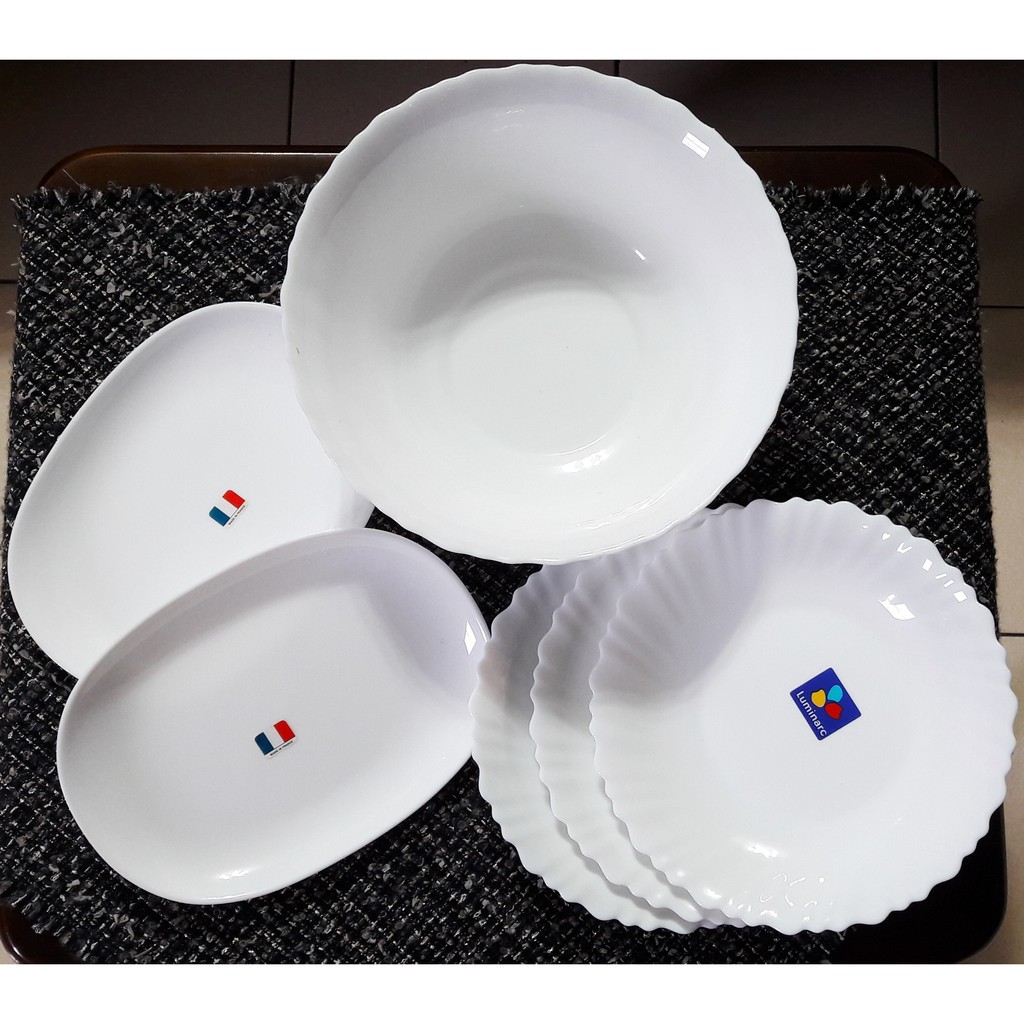 樂美雅 Luminarc 法國強化白玉瓷盤大湯碗盤組 瓷盤