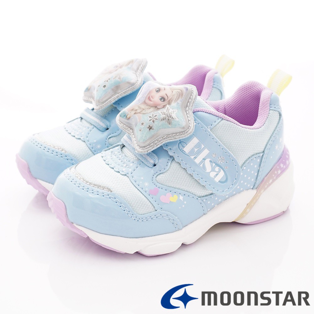 日本月星Moonstar機能童鞋 冰雪奇緣聯名電燈鞋款 12269藍(中小童段)