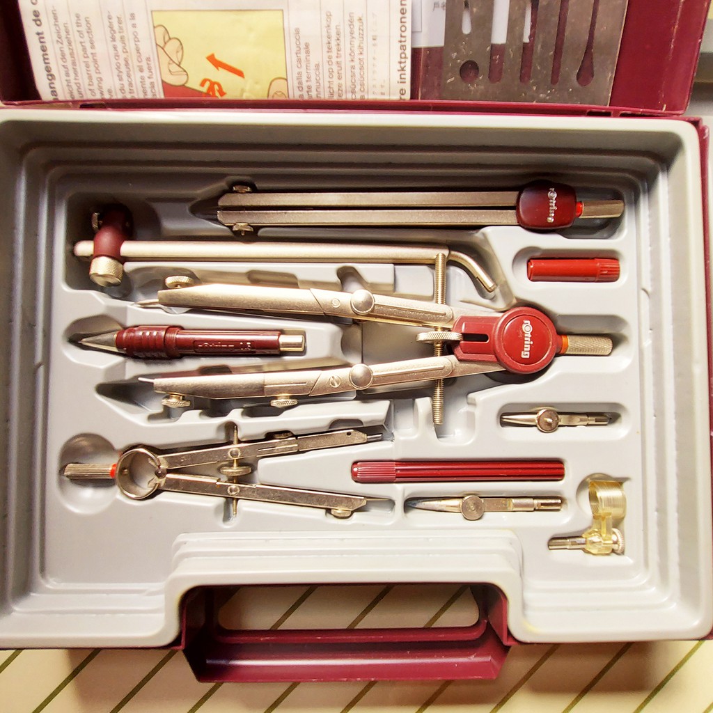德國 rotring 製圖儀器 手提紅盒專業圓規組 丙級專業製圖(繪圖)儀器工具+針筆組合