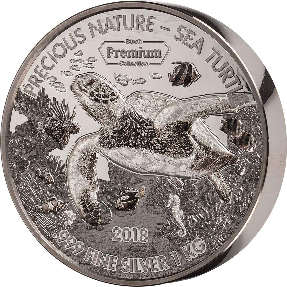 預購 - 2018貝南-珍貴自然系列-海龜-鍍鈀銠-1公斤銀幣