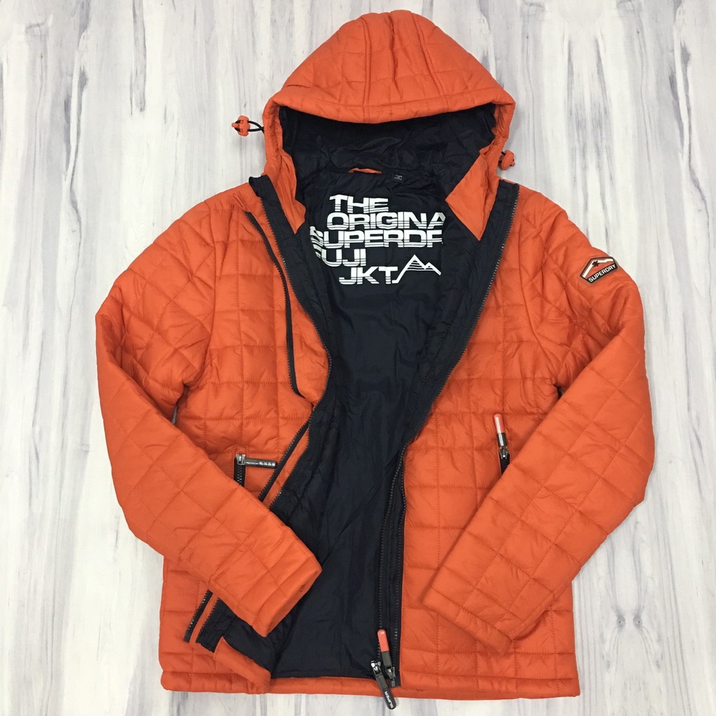 出清  極度乾燥 男版 橘色  鋪棉 Printed Fuji雙拉鍊 superdry 外套