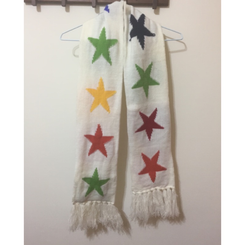 彩色星星 針織短圍巾