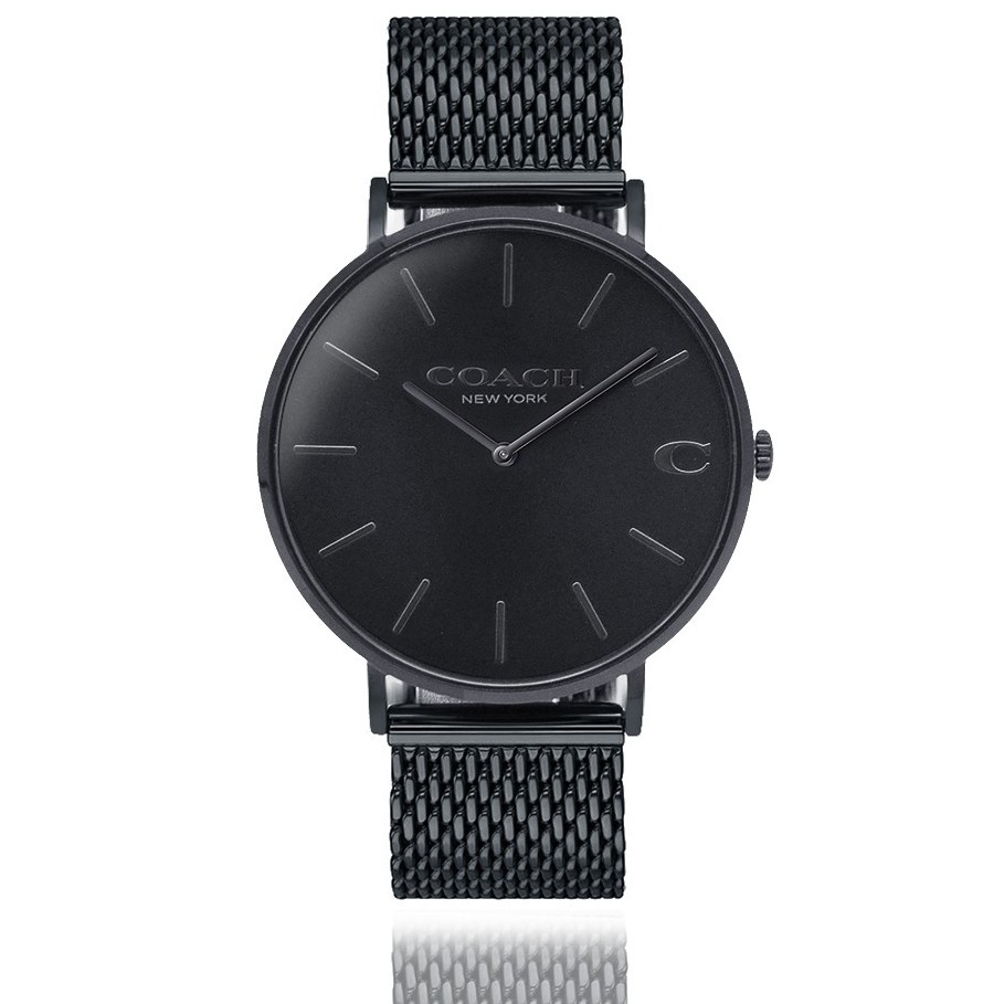 COACH | 經典大錶面C字LOGO米蘭帶手錶 黑 14602148