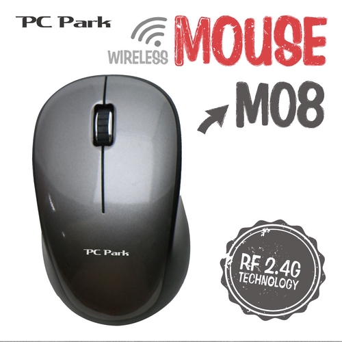PC Park M08S 3D商務型無線光學滑鼠 3鍵 含滾輪 1000dpi RF無線 銀黑色