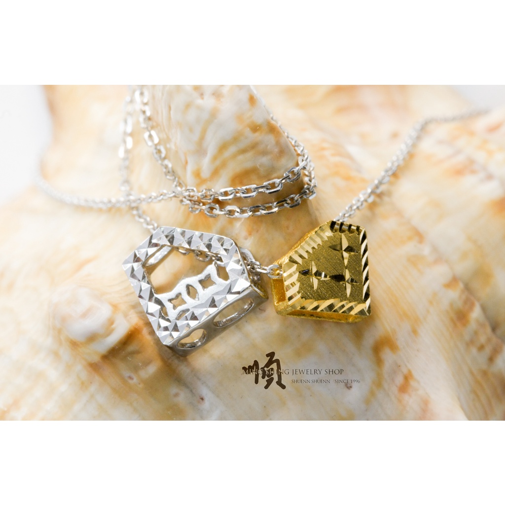 順順飾品--白金項鍊--香港製造Pt950白金+24K純金雙色鑽石項鍊┃共重1.33錢.多種戴法