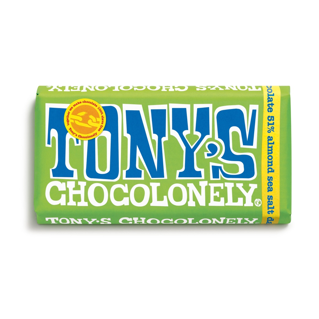 TONY'S CHOCOLONELY杏仁海鹽黑巧克力51%/ 180公克　eslite誠品