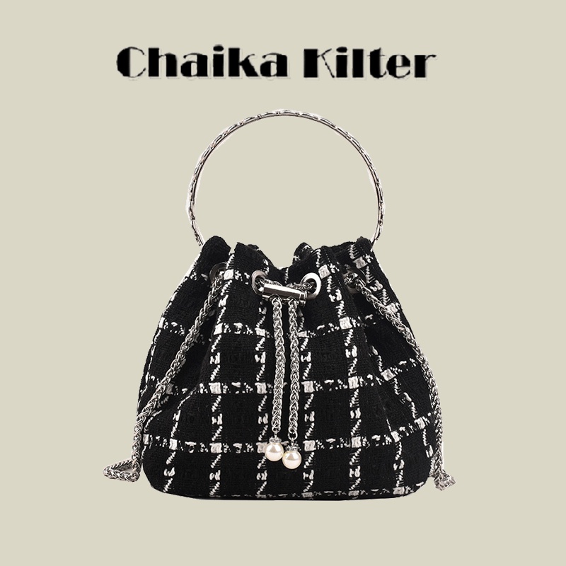 Chaika Kilter 韓國女士斜挎包 帆布單肩包水桶包 斜背 鏈條包側背包禮物 CK1153