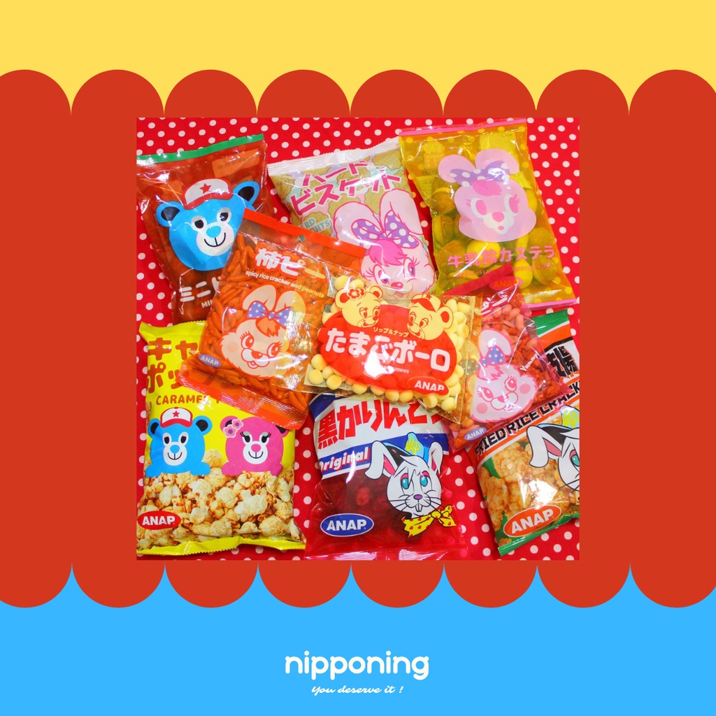 nipponing日本代購 聯名款 ANAP 駄菓子 牛乳 鈴鐺雞蛋糕 甜甜圈 小饅頭 彈珠汽水糖 日本懷舊零食