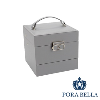 <Porabella>手提鏡子皮革首飾盒 手提珠寶盒旅行旅遊 絨布盒飾品盒 飾品戒指項鍊耳環耳夾收納 生日禮物 送女友