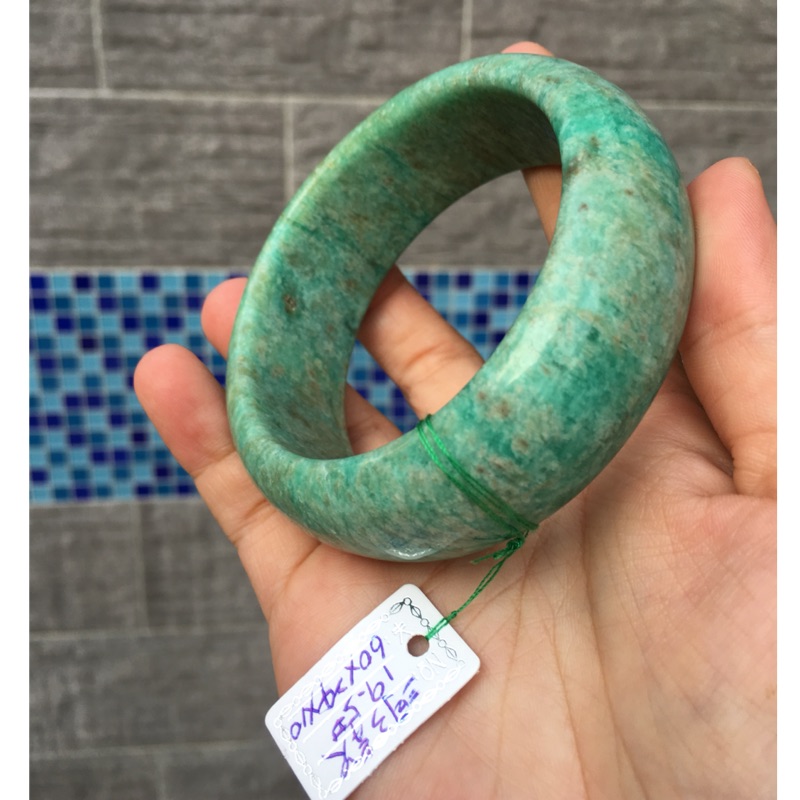 天河石手鐲～寬版～《河3款》，手圍19.5號，內徑60mm寬24mm厚10mm~自然湖水藍綠色，天河石手環帶來財富