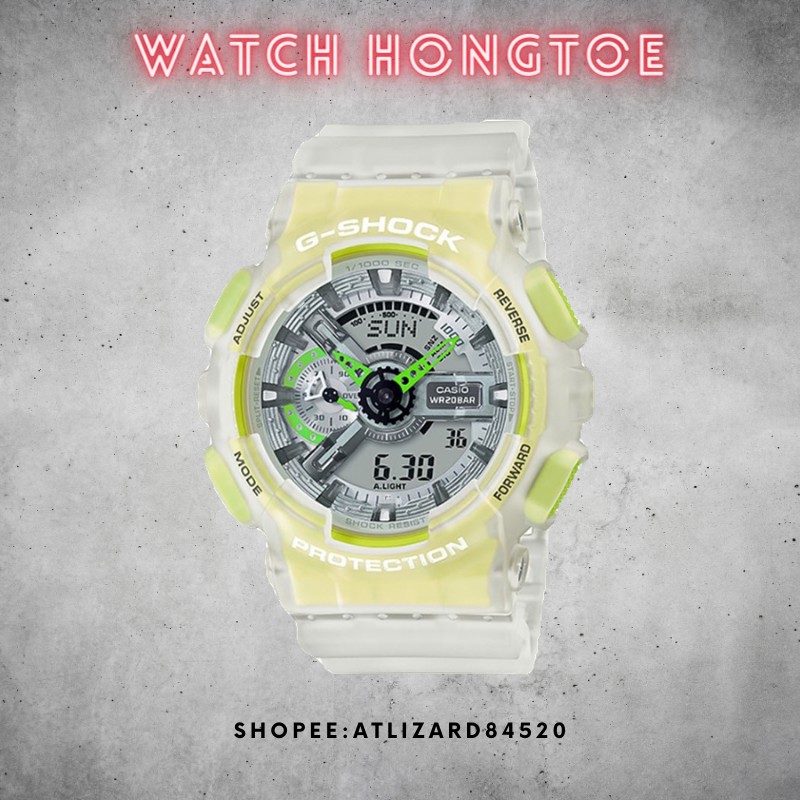 []錶子$行頭[] CASIO G-SHOCK 半透明 搶眼撞色 手錶 - 透明 螢光綠 ( GA-110LS-7A )