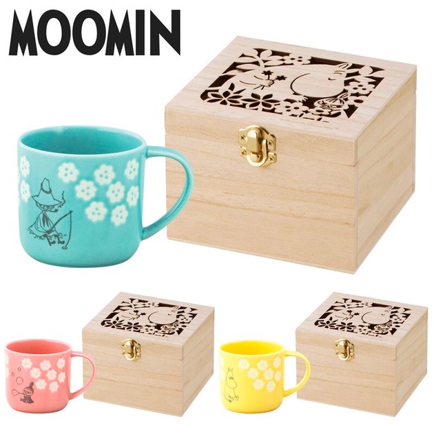 「Wendystore」日本製 嚕嚕米 Moomin 陶瓷 馬克杯 附造型木盒 櫻花系列