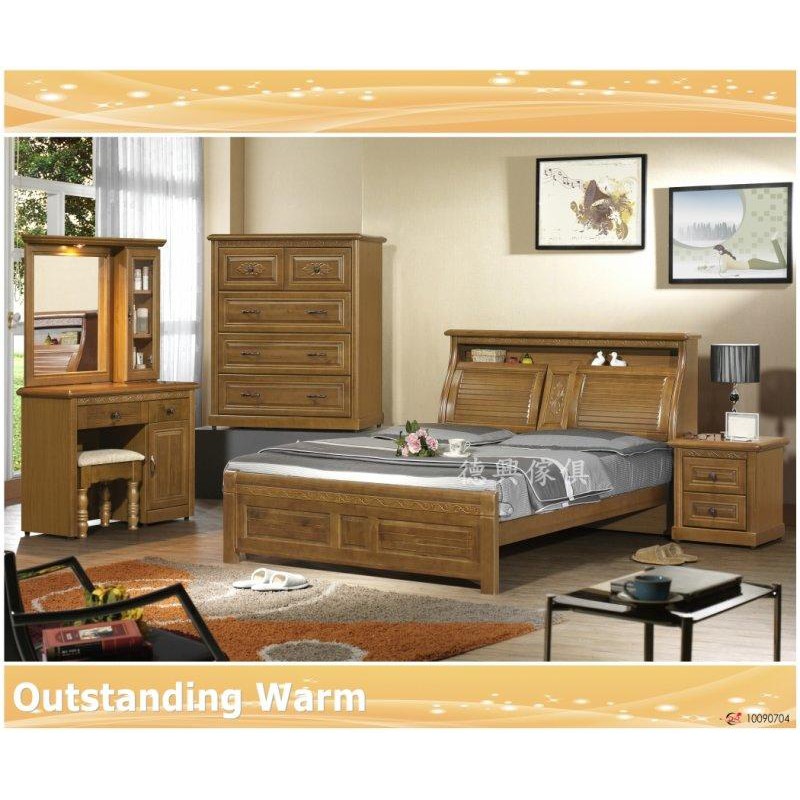 ✳德興傢俱✳ 樟木色雕花5尺床組 雙人床
