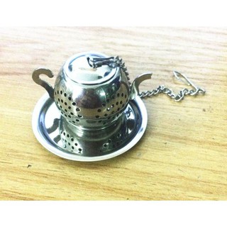 不鏽鋼304圓壺濾茶器茶壺帶掛鏈底盤泡茶器 濾茶器 不鏽鋼 創意茶具 不鏽鋼茶壺泡茶器