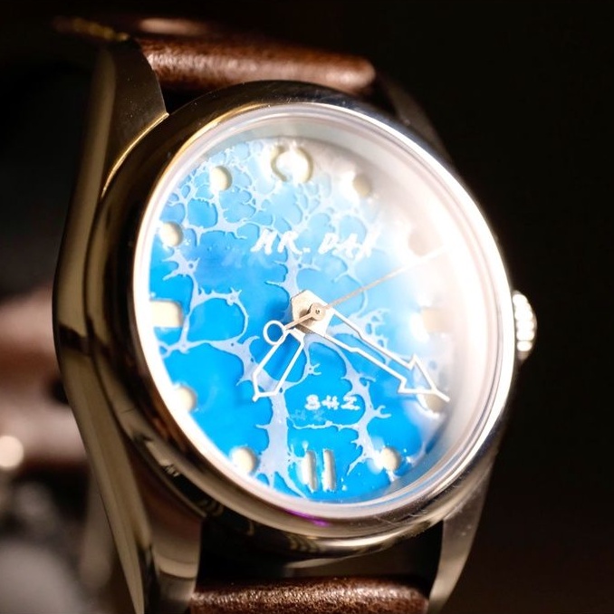 【倏忽計時】海浪 客製機械錶 全手工繪製錶盤 玻璃雕刻 可客製文字 nh35 seiko mod seikomod