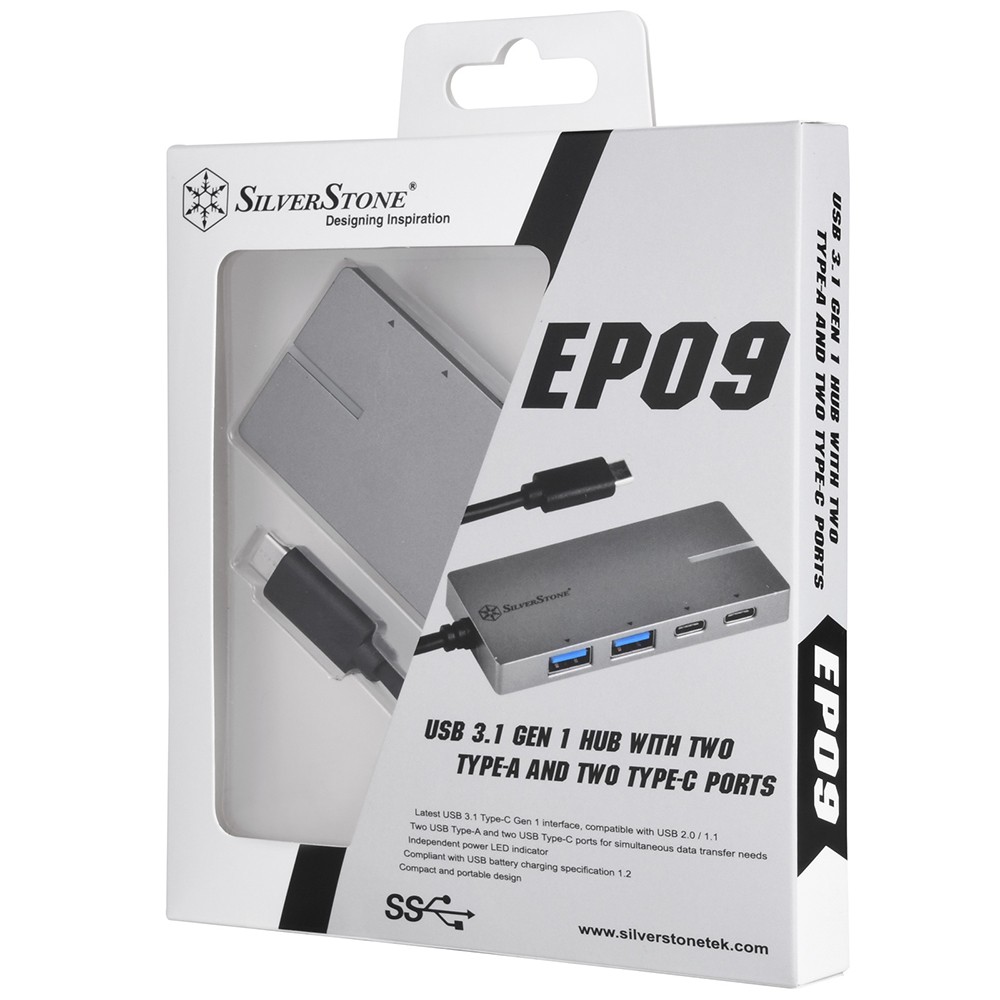 銀欣SilverStone EP09 USB 3.1 Gen 1 集線器 現貨 廠商直送