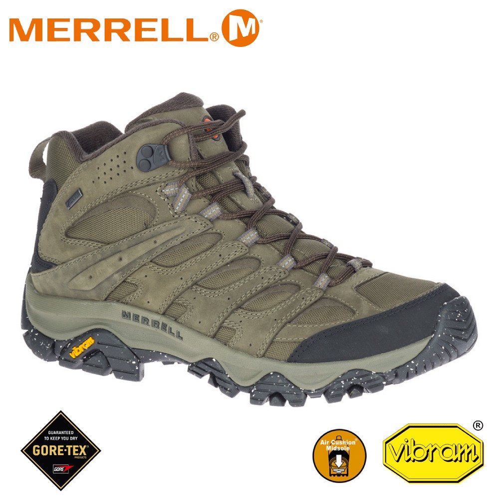 【MERRELL 美國 男 MOAB 3 SMOOTH MID GORE-TEX中筒登山鞋《軍綠》】ML036373