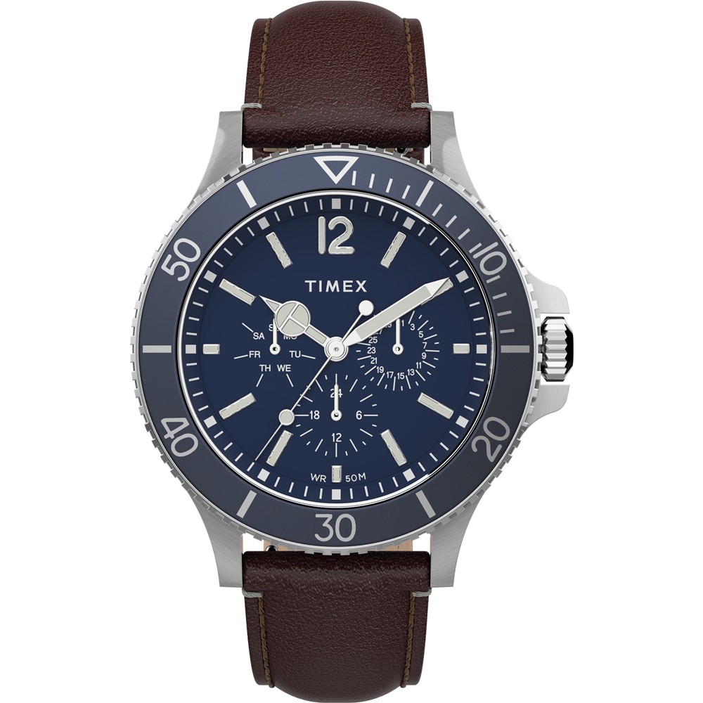 【TIMEX】天美時 風格系列 三眼經典紳士手錶 ( 深藍 / 咖啡 TXTW2U13000)