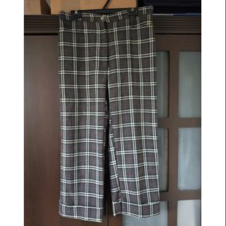 【搬家出清】二手服飾 XL 格子反折長褲 百搭款 格子寬褲 格子褲 格紋褲 英倫風 復古風