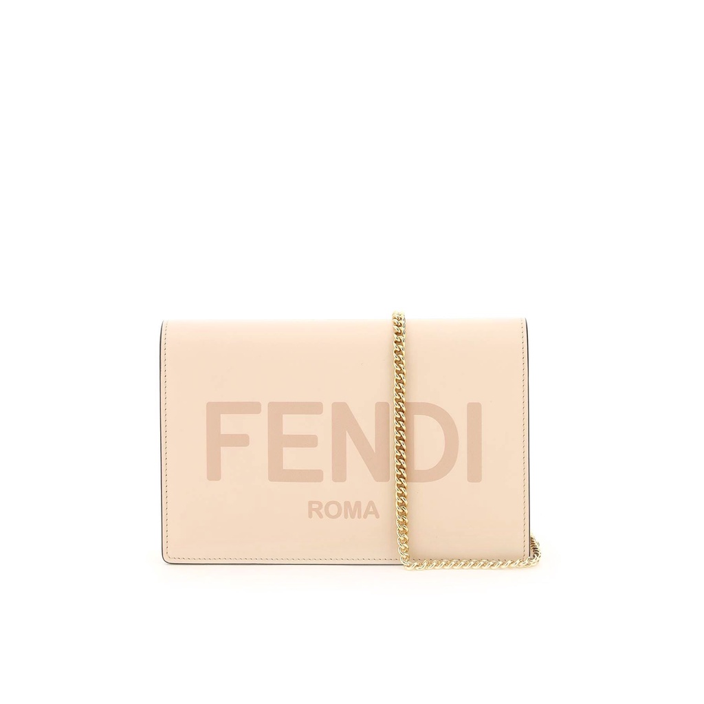 Fendi 8BS006 浮雕烙印小牛皮 WOC 鍊帶包 淡粉色【促銷品】