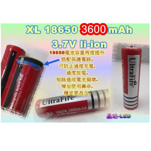 《晶站》XL18650 超高容量 充電電池 18650鋰電池 3600mAh 3.7V 保護板 手電筒 電池