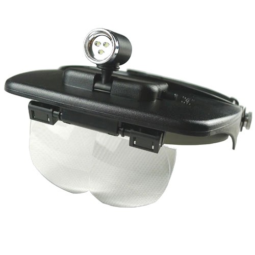 可調方向3 LED 4鏡片 頭戴式放大鏡(外銷版) 模型工具B01