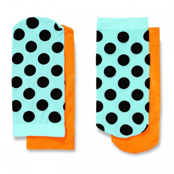 瑞典進口Happy Socks綠黑圓點+橘色短襪兩對組