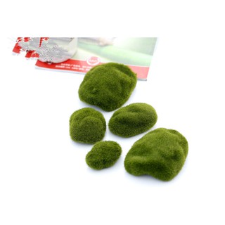 L-one 泡沫 模擬苔蘚石頭(單入) 植絨石頭 假石頭 苔蘚草坪 微景觀擺件 景觀盆栽 zakka 攝影道具