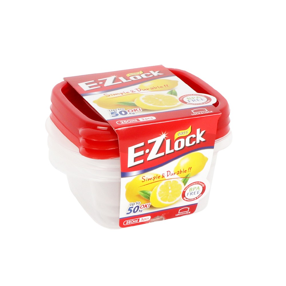【樂扣樂扣】EZ LOCK圓形/方形保鮮盒(紅蓋)/多入組