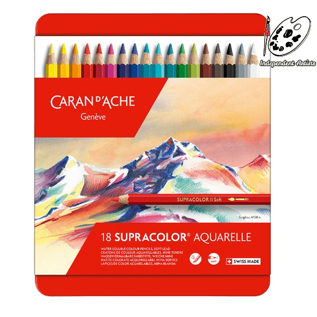 瑞士 CARAN D'ACHE 卡達 SUPRACOLOR 專家級水性色鉛筆 18色 / 3888.318