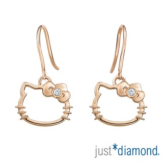 【Just Diamond】Hello Kitty 愛戀貓語 18K玫瑰金鑽石耳環