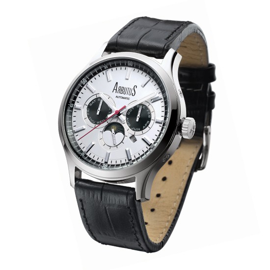 愛彼特ARBUTUS AR509SWB 經典下三眼設計 月份 星期顯示 真皮錶帶 黑色小牛皮錶帶 男錶 原廠公司貨