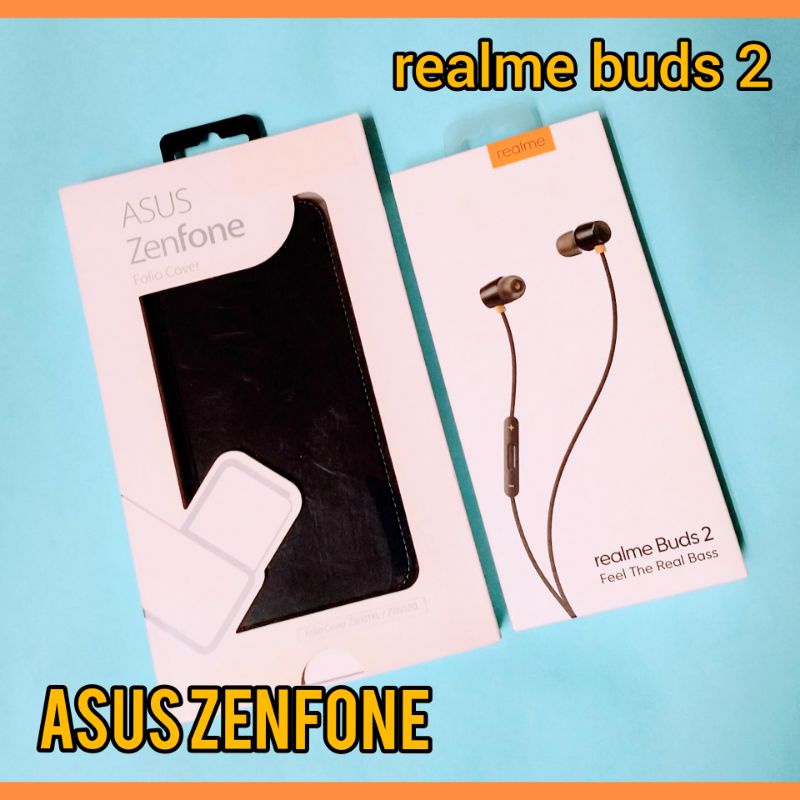 ASUS Zenfone Folio Cover手機保護套、realme buds 2有線麥克風耳機 