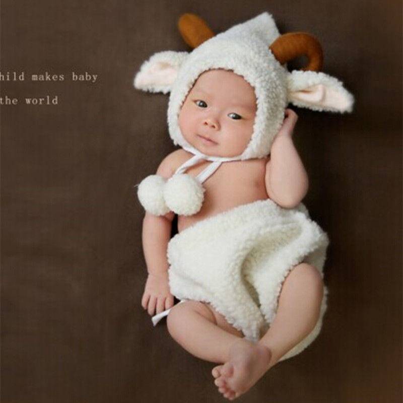 🍒台灣出貨🍒 寶寶寫真 拍攝道具 新生兒寫真 道具 服裝 影樓攝影衣服 百天 滿月照 紀念 小羊造型 服裝