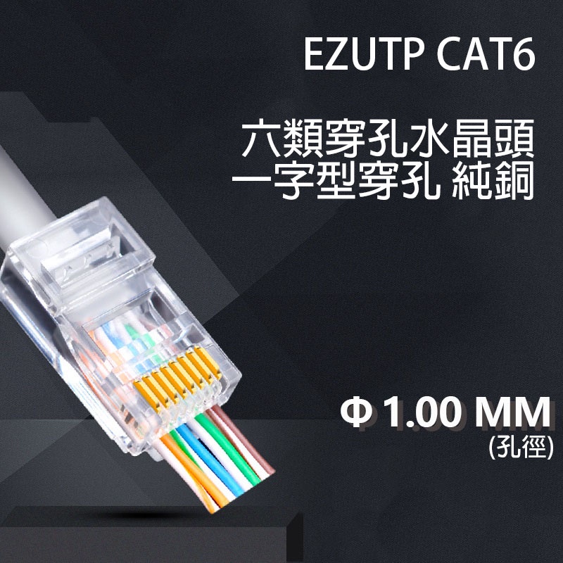 「現貨熱賣」高純度鍍金CAT5/CAT6通孔水晶頭 RJ45網絡網線連接器UTP單排穿孔水晶頭 網路