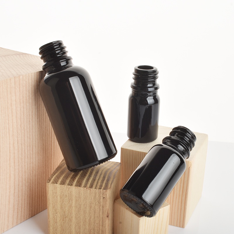 5-100ML黑色玻璃精油分裝瓶圓形通用藥油空瓶美容避光灌裝小瓶子