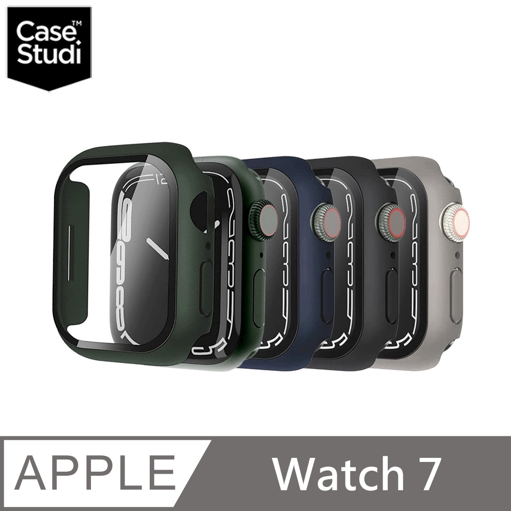 3C賣場 CaseStudi Impact Apple Watch 7 45mm 玻璃螢幕保護卡扣式 防刮 錶殼 保護殼