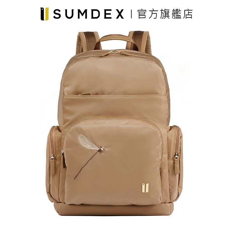 Sumdex｜都會商務雙層電腦後背包(蜻蜓版) NON-776TN-DT 褐色 官方旗艦店