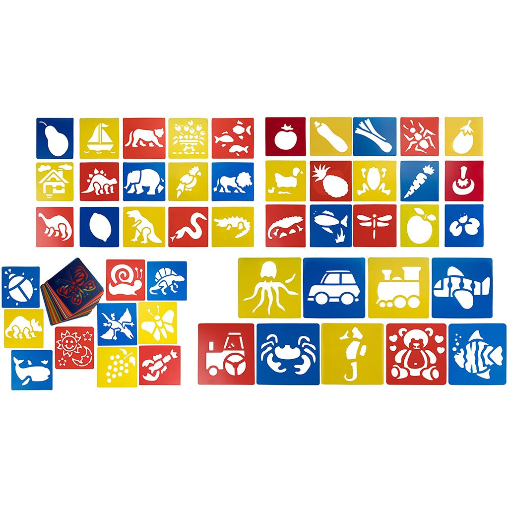 Diystencil 54张塑膠動物範本鏤空繪圖範本工藝項目剪貼簿卡片日記繪畫學習5 6 X 6英寸 蝦皮購物