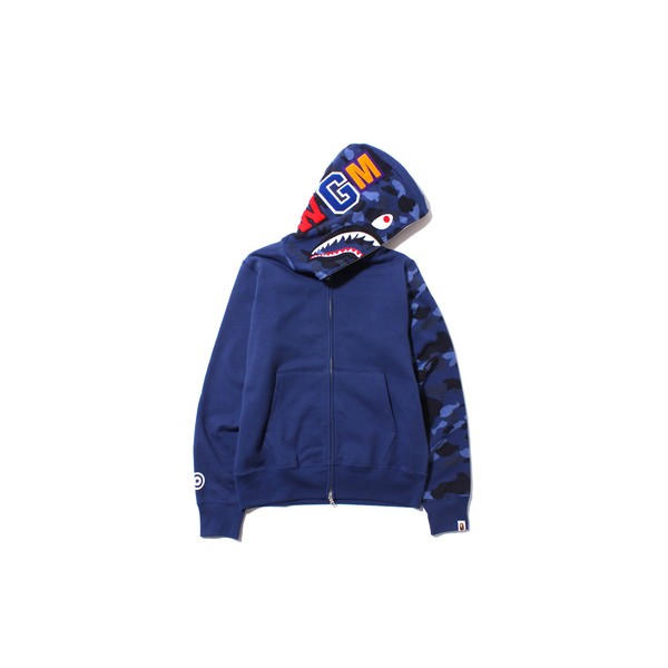 bape color camo shark full zip hoodie blue