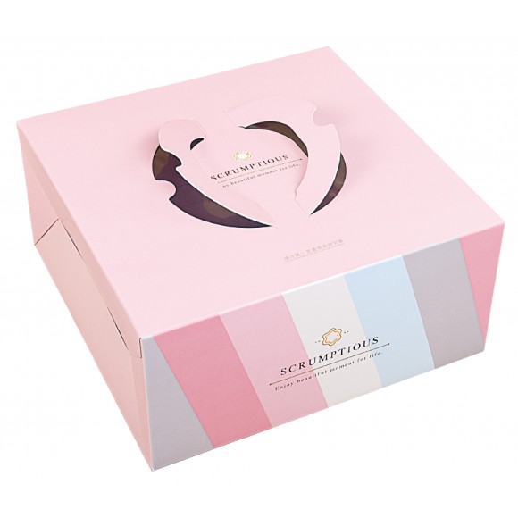 巧緻烘焙網 6吋 粉色條紋 布丁蛋糕盒 手提派盒 蛋糕盒 蛋糕紙盒 烘焙包裝 手提蛋糕盒 提拉米蘇盒  【U040】