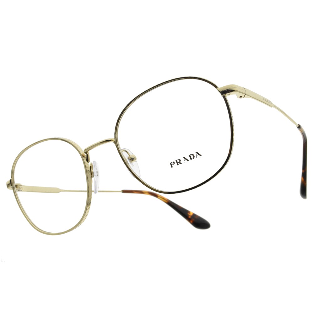 PRADA 光學眼鏡 VPR53W ZVN-1O1 時尚紋路金屬框 精品眼鏡 - 金橘眼鏡