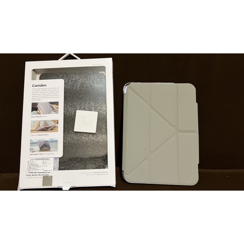 二手商品 UNIQ Camden 抗菌磁吸極簡透明保護套(iPad Mini 6-8.3 吋) 灰色