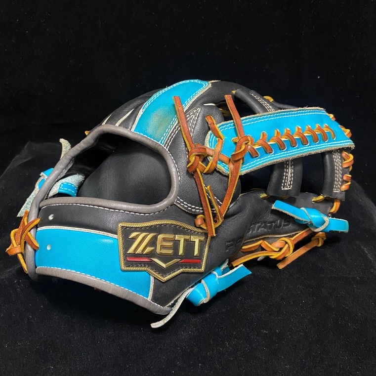ZETT PROSTATUS 軟式最高等級 源田壯亮 限定水藍配色 矽膠標 十字檔 內野手套 棒球手套 壘球手套
