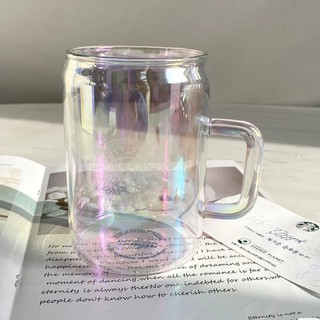星巴克杯子日式馬克杯日本星巴克水杯 ﺴ【LR538】 星巴克700ml大容量炫彩大茶缸創意鐳射彩色玻璃杯漸變霓虹色茶杯