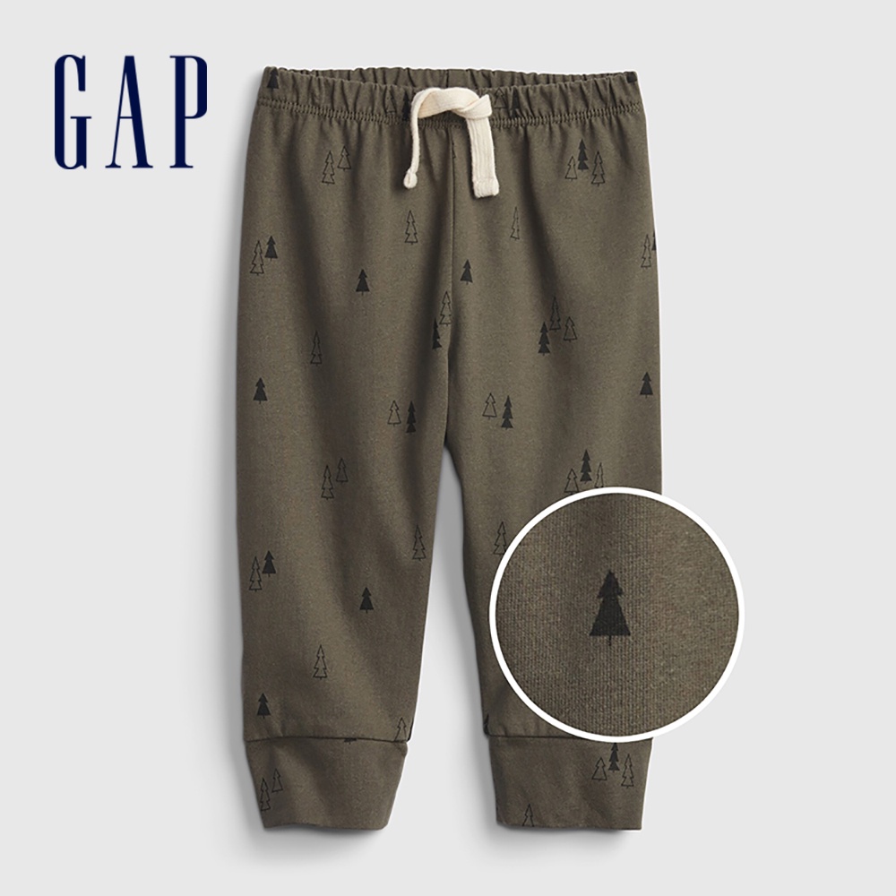 Gap 嬰兒裝 純棉印花長褲 布萊納系列-綠色(729877)