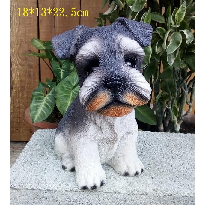 浪漫349 坐姿幼犬雪納瑞雕塑狗模型擺飾波麗材質 蝦皮購物