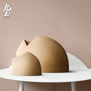 九土日式手工異形花器擺件北歐花器歐式插花器陶瓷花器異形花器擺件手工簡約創意ins風乾花器室內家居客廳裝飾品DER0081